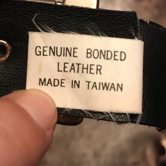 Vintage Donna Katz genuine bonded leather shiny metal disco art flashy belt - Picture 8 of 8